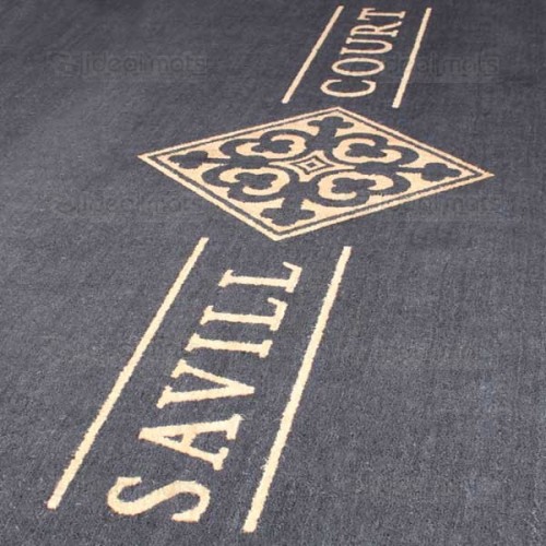 Dark coir mat with custom logo